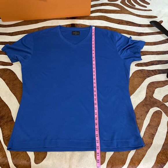 Astor & Black Luxury V-Neck Tee Shirt - Blue Jersey Knit Relaxed Fit Large - Picture 10 of 10